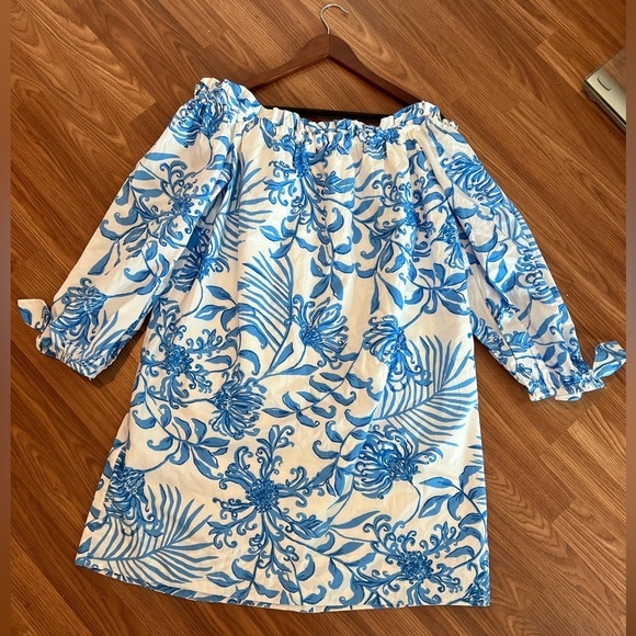 LILLY PULITZER JAMIELYNN OFF THE Shoulder Dress RESORT WHITE GLISTEN IN THE SUN - Picture 9 of 16